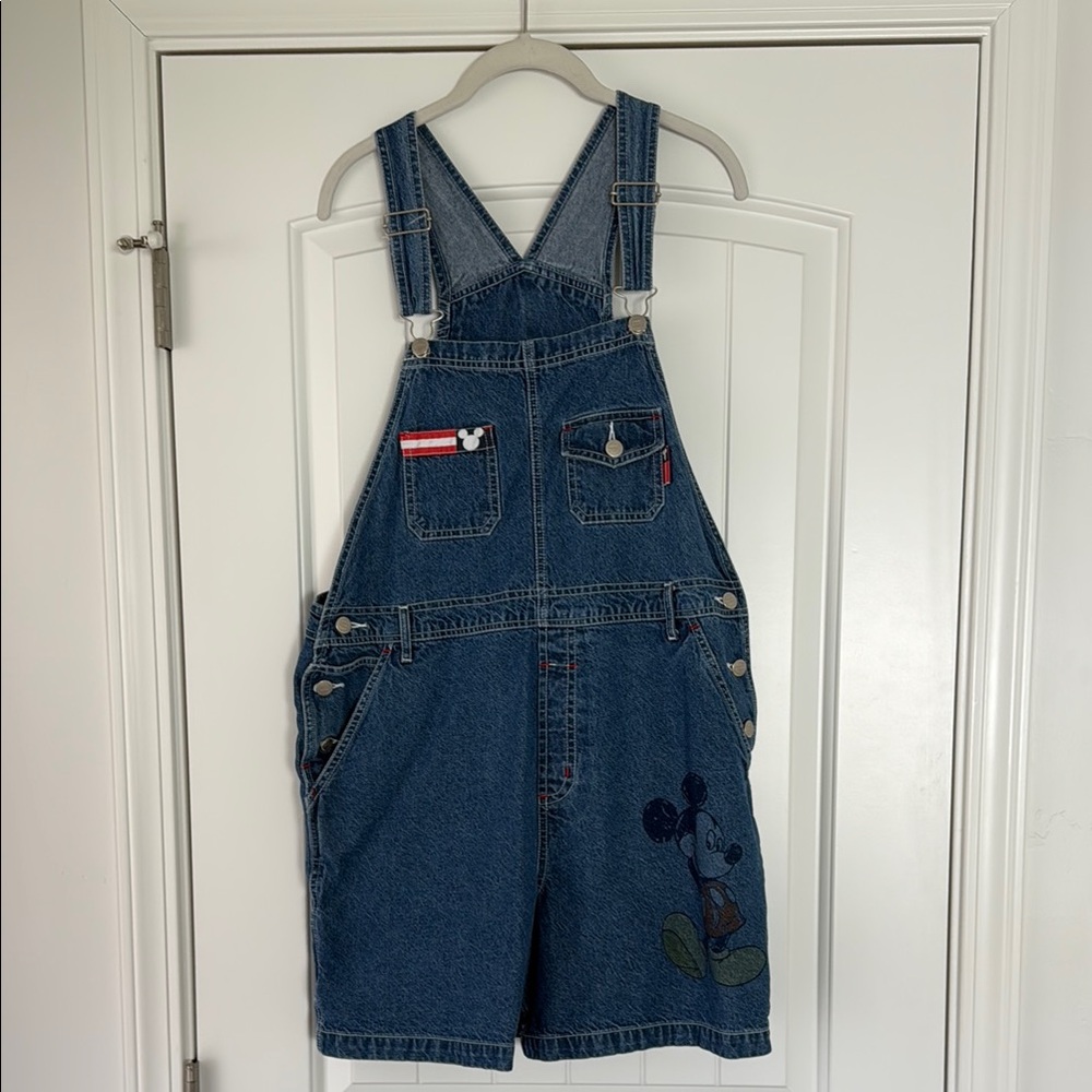 Disney Denim Overalls with Colorful Mickey Patch